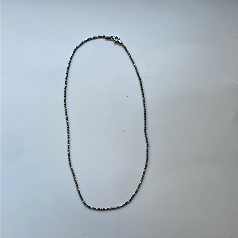 925 Sterling Silver Ball And Chain Choker Necklace Made In Italy Silver